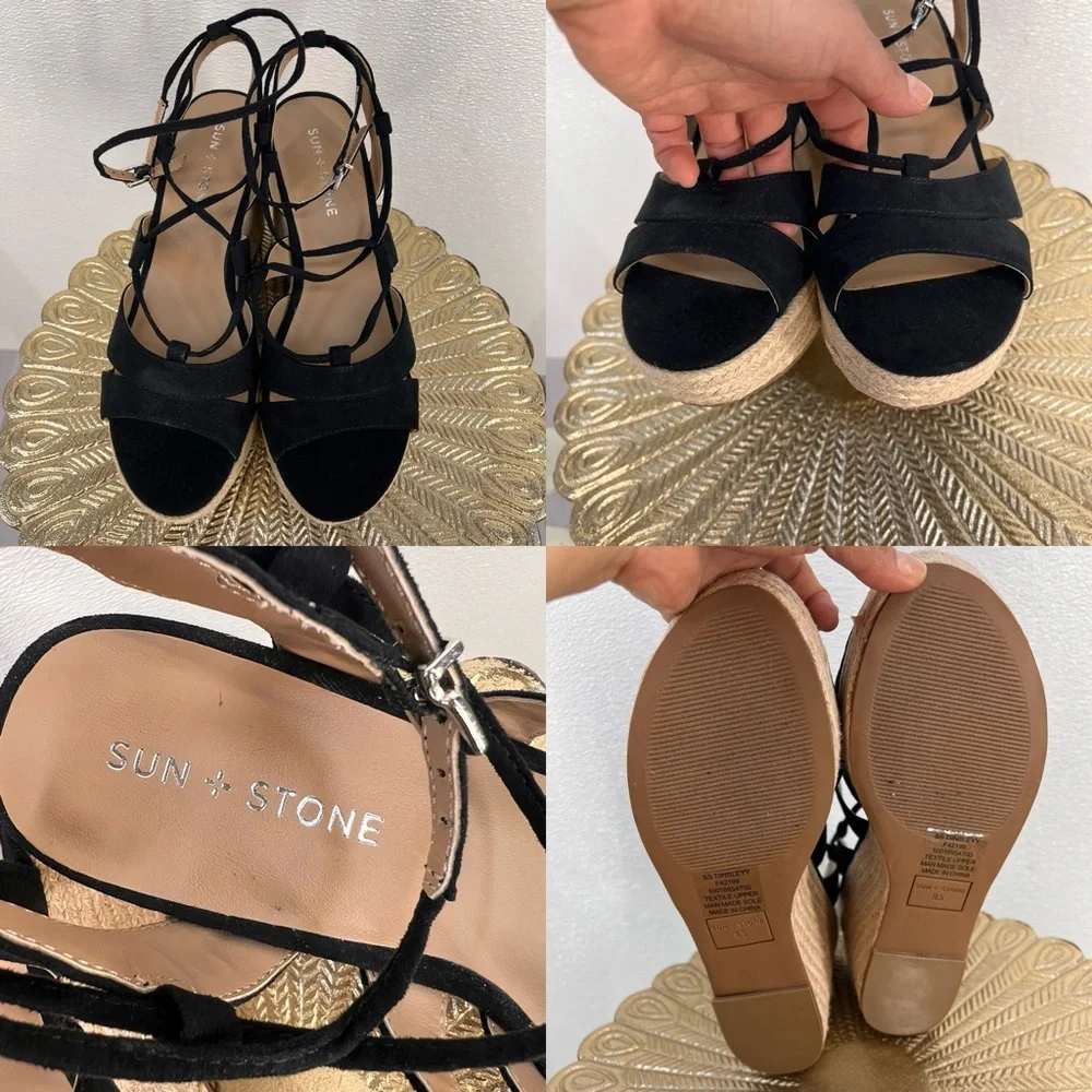 NWOT Sun + Stone Womens SSTIINSLEYY Faux Suede‎ Dressy Wedge Heels 8.5
